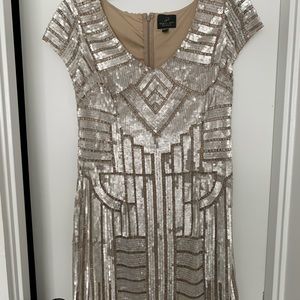 Adriana Papell Champagne Sequin Mini Dress